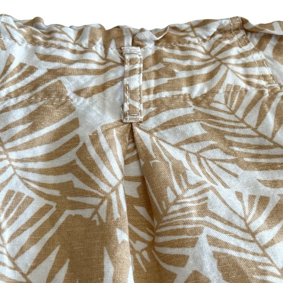 Loft Palm Leaf Print Linen Blend Neutral Colors Elastic Waist Shorts Size Large - Picture 5 of 10